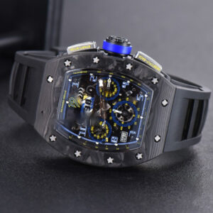 RM011 NTPT Chrono KVF Skeleton Dial on Blue Crown Black Rubber Strap A7750 V2 - Image 10