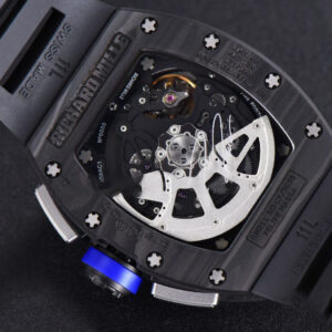 RM011 NTPT Chrono KVF Skeleton Dial on Blue Crown Black Rubber Strap A7750 V2 - Image 14
