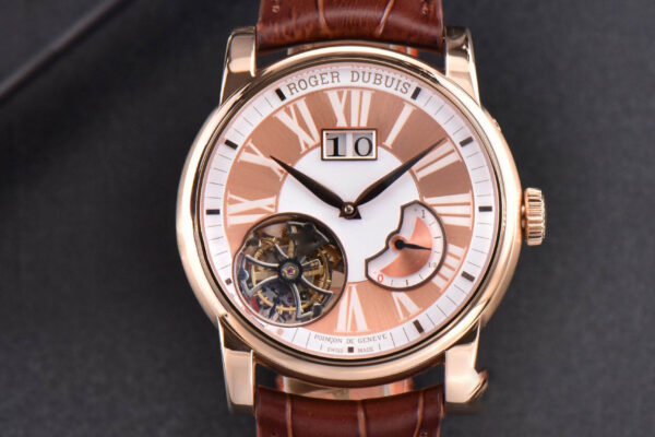 Hommage Flying Tourbillon RDDBHO0568 RG JBF 43MM White/RG Dial Brown Croc Leather Strap