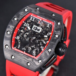 RM011 NTPT Chrono KVF Red Skeleton Dial on Black Crown Red Rubber Strap A7750 V2 - Image 2