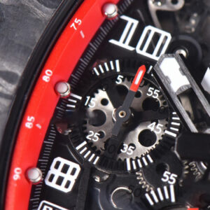 RM011 NTPT Chrono KVF Red Skeleton Dial on Black Crown Red Rubber Strap A7750 V2 - Image 5