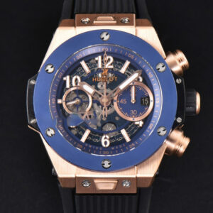 Big Bang Unico 45mm BBF RG Blue Ceramic Skeleton Dial Black Rubber Strap A1280