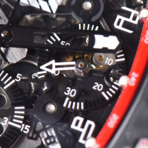 RM011 NTPT Chrono KVF Red Skeleton Dial on Black Crown Red Rubber Strap A7750 V2 - Image 7