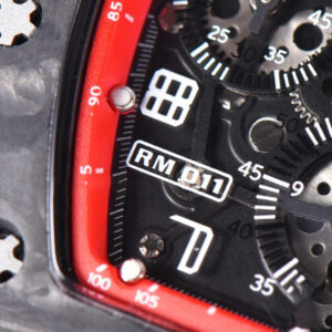 RM011 NTPT Chrono KVF Red Skeleton Dial on Black Crown Red Rubber Strap A7750 V2 - Image 8