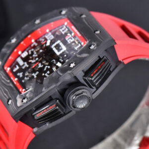 RM011 NTPT Chrono KVF Red Skeleton Dial on Black Crown Red Rubber Strap A7750 V2 - Image 11