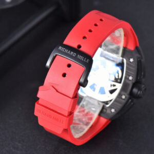 RM011 NTPT Chrono KVF Red Skeleton Dial on Black Crown Red Rubber Strap A7750 V2 - Image 15