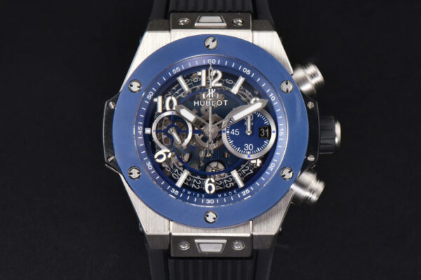 Big Bang Unico 45mm BBF Blue Ceramic Skeleton Dial Black Rubber Strap A1280