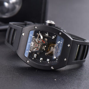 RM001 Tourbillon PVD JBF 47MM Black Skeleton Dial Black Rubber Strap - Image 20