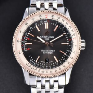 Navitimer TF 41MM RG Black Dial White Bezel SS Bracelet A2824