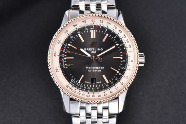 Navitimer TF 41MM RG Black Dial White Bezel SS Bracelet A2824