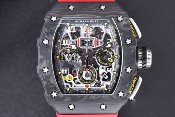 RM011 NTPT Chrono KVF Skeleton Dial on Black Crown Red Rubber Strap A7750 V2