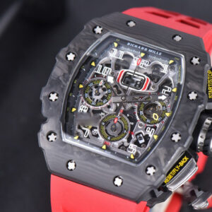 RM011 NTPT Chrono KVF Skeleton Dial on Black Crown Red Rubber Strap A7750 V2 - Image 2