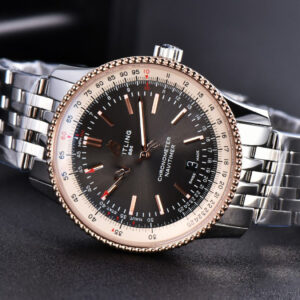 Navitimer TF 41MM RG Black Dial White Bezel SS Bracelet A2824 - Image 16