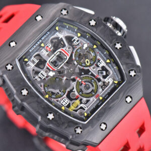 RM011 NTPT Chrono KVF Skeleton Dial on Black Crown Red Rubber Strap A7750 V2 - Image 10