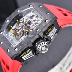 RM011 NTPT Chrono KVF Skeleton Dial on Black Crown Red Rubber Strap A7750 V2 - Image 11