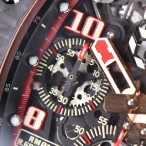 RM011 NTPT Chrono KVF Red Skeleton Dial on Red Crown Red Rubber Strap A7750 V2 - Image 4