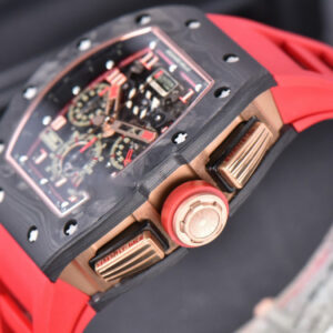 RM011 NTPT Chrono KVF Red Skeleton Dial on Red Crown Red Rubber Strap A7750 V2 - Image 10