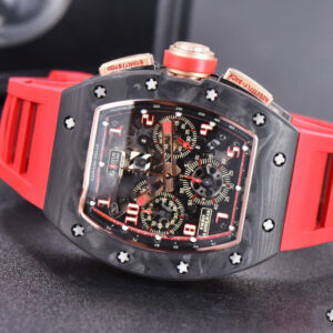 RM011 NTPT Chrono KVF Red Skeleton Dial on Red Crown Red Rubber Strap A7750 V2 - Image 13