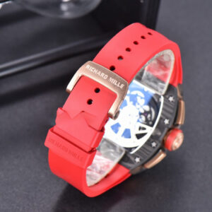 RM011 NTPT Chrono KVF Red Skeleton Dial on Red Crown Red Rubber Strap A7750 V2 - Image 14