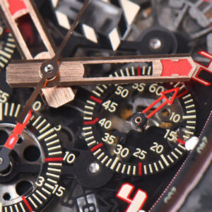 RM011 NTPT Chrono KVF Skeleton Dial on Red Crown Black Rubber Strap A7750 V2 - Image 2