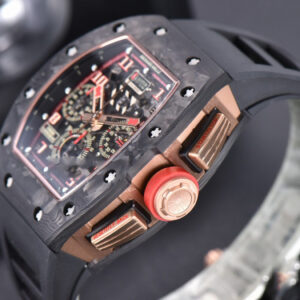 RM011 NTPT Chrono KVF Skeleton Dial on Red Crown Black Rubber Strap A7750 V2 - Image 5