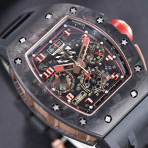 RM011 NTPT Chrono KVF Skeleton Dial on Red Crown Black Rubber Strap A7750 V2 - Image 6