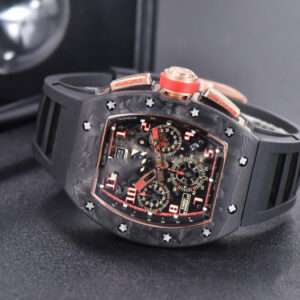 RM011 NTPT Chrono KVF Skeleton Dial on Red Crown Black Rubber Strap A7750 V2 - Image 9