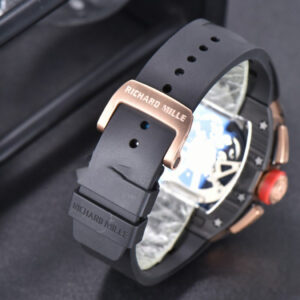 RM011 NTPT Chrono KVF Skeleton Dial on Red Crown Black Rubber Strap A7750 V2 - Image 10