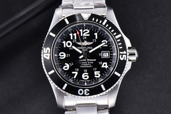 Superocean TF 44MM White Ceramic Black Dial Numerical Marker SS Bracelet A2824