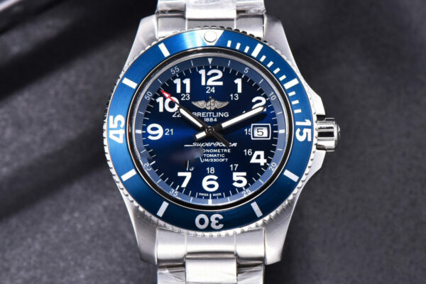 Superocean TF 44MM Black Ceramic Blue Dial SS Bracelet A2824