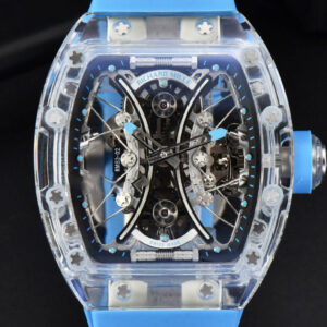 RM053-02 Transparent Case Real Tourbillon 44.5mm JBF Ice Blue Rubber Strap	$1,451.65