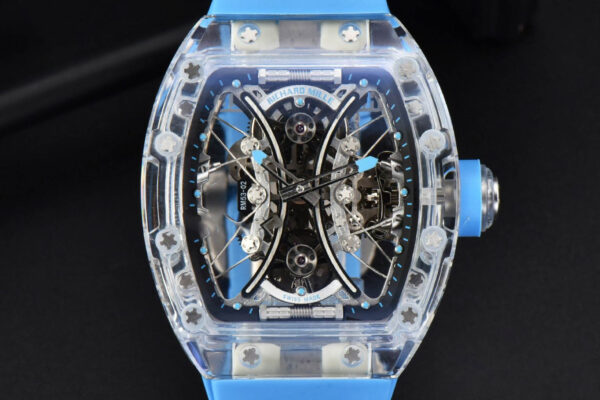 RM053-02 Transparent Case Real Tourbillon 44.5mm JBF Ice Blue Rubber Strap	$1,451.65