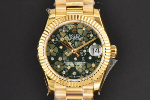DateJust 31MM Ladies 904L YG WF Flowers Dial Oyster Bracelet A2671