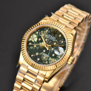 DateJust 31MM Ladies 904L YG WF Flowers Dial Oyster Bracelet A2671 - Image 3