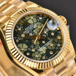 DateJust 31MM Ladies 904L YG WF Flowers Dial Oyster Bracelet A2671 - Image 11