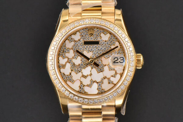 DateJust 31MM Ladies 904L YG WF Diamond Butterfly Dial Oyster Bracelet A2671