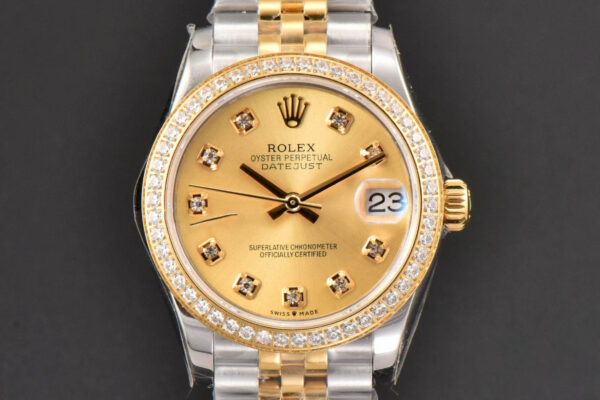DateJust 31MM Ladies 904L YG/SS WF Diamond YG Dial Diamond Marker Jubilee Bracelet A2671