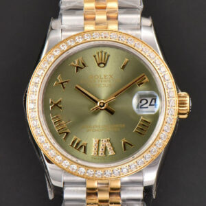 DateJust 31MM Ladies 904L YG/SS WF Diamond Green Dial Roma Marker Jubilee Bracelet A2671