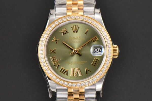 DateJust 31MM Ladies 904L YG/SS WF Diamond Green Dial Roma Marker Jubilee Bracelet A2671