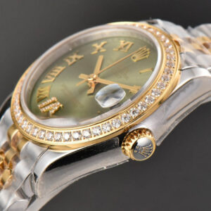 DateJust 31MM Ladies 904L YG/SS WF Diamond Green Dial Roma Marker Jubilee Bracelet A2671 - Image 9