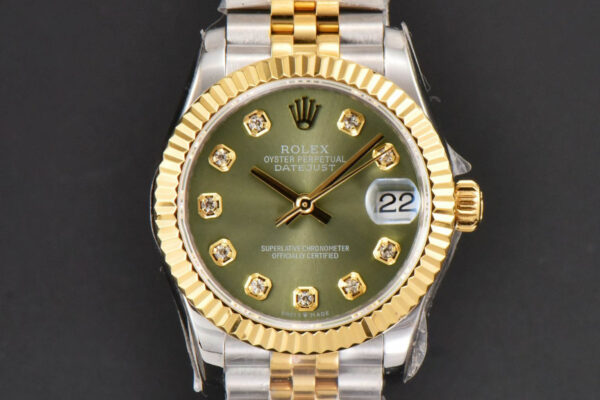 DateJust 31MM Ladies 904L YG/SS WF Green Dial Diamond Marker Jubilee Bracelet A2671