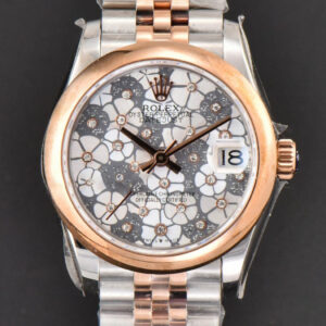 DateJust 31MM Ladies 904L RG/SS WF Smooth Silver Flowers Dial Oyster Bracelet A2671