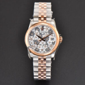 DateJust 31MM Ladies 904L RG/SS WF Smooth Silver Flowers Dial Oyster Bracelet A2671 - Image 2
