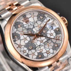 DateJust 31MM Ladies 904L RG/SS WF Smooth Silver Flowers Dial Oyster Bracelet A2671 - Image 11