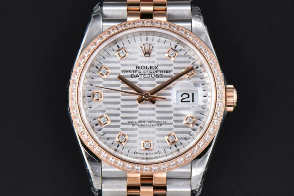 DateJust 36mm 126231 VSF RG/SS Diamond Silver Motif Dial Diamond Marker Jubilee Bracelet VS3235