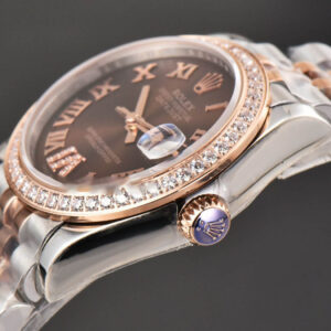 DateJust 31MM Ladies 904L RG/SS WF Diamond Brown Dial Diamond Roma Marker Jubilee Bracelet A2671 - Image 9