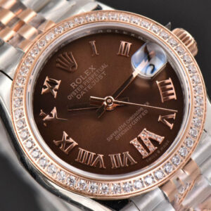 DateJust 31MM Ladies 904L RG/SS WF Diamond Brown Dial Diamond Roma Marker Jubilee Bracelet A2671 - Image 10