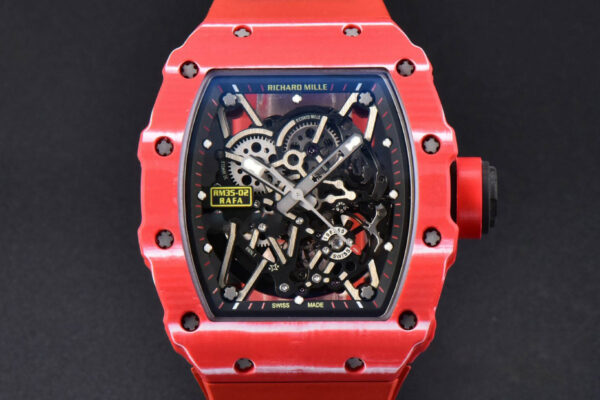 RM035-02 42mmx50mm Red Carbon ZF Dial on Red Rubber Strap NH05A V5