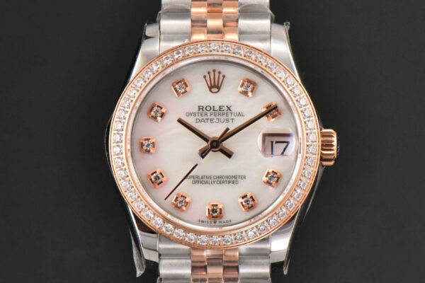 DateJust 31MM Ladies 904L RG/SS WF Diamond MOP Dial Jubilee Bracelet A2671