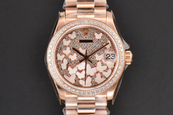 DateJust 31MM Ladies 904L RG WF Diamond Butterfly Dial Oyster Bracelet A2671